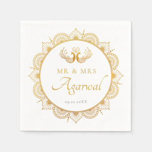 Elegant Gold Pattern Indian Wedding Napkin