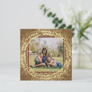 Elegant Gold Pattern Photo Holiday Card