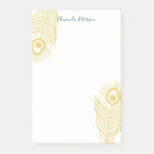 Elegant Gold Peacock Feathers Post-It Notes