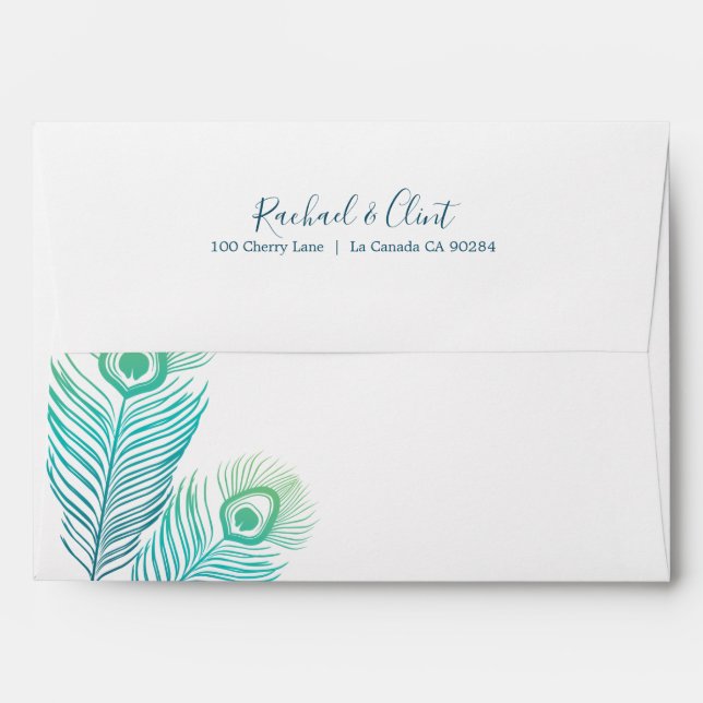 Elegant Gold Peacock Wedding Envelopes (Back (Top Flap))