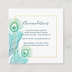 Elegant Gold Peacock Wedding Hotel Accomodations Enclosure Card