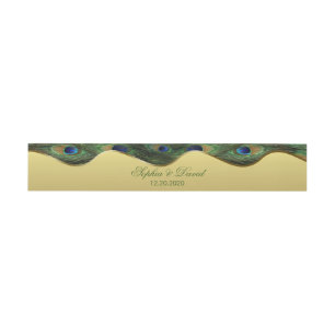 Elegant Gold Peacock Wedding Monogram Belly Band Invitation Belly Band