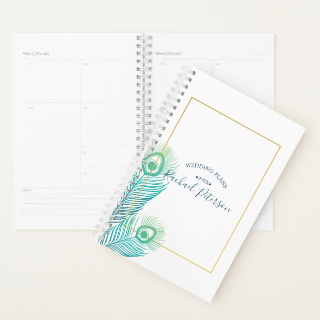 Elegant Gold Peacock Wedding Planner Calendar (Display)