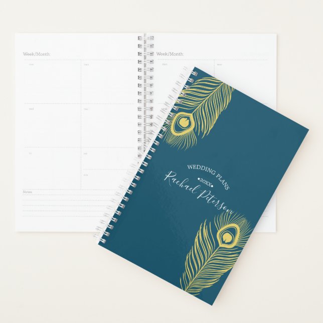 Elegant Gold Peacock Wedding Planner Calendar (Display)