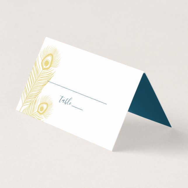 Elegant Gold Peacock Wedding Table Number Cards (Front)