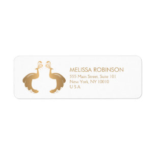 Elegant Gold Peacocks Logo Custom Address Label