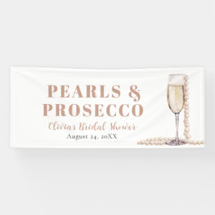 Elegant Gold Pearls and Prosecco Bridal Shower Banner