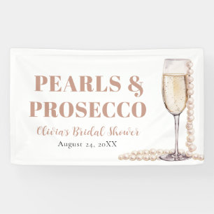 Elegant Gold Pearls and Prosecco Bridal Shower Banner