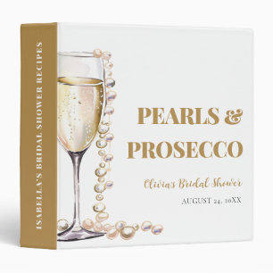 Elegant Gold Pearls and Prosecco Bridal Shower Binder