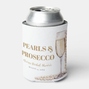 Elegant Gold Pearls and Prosecco Bridal Shower Can Cooler