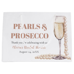 Elegant Gold Pearls and Prosecco Bridal Shower Large Gift Bag