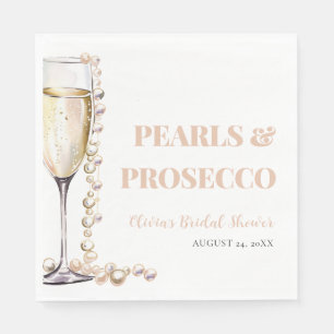 Elegant Gold Pearls and Prosecco Bridal Shower Napkin