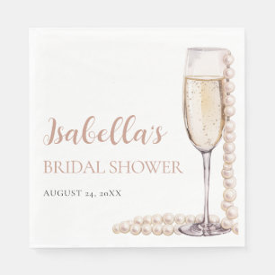 Elegant Gold Pearls and Prosecco Bridal Shower Napkin