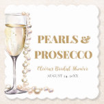 Elegant Gold Pearls and Prosecco Bridal Shower Paper Coaster<br><div class="desc">Introducing our Elegant Gold Pearls and Prosecco Bridal Shower Square Paper Coaster, a stylish addition to your celebration. Adorned with shimmering gold accents and delicate pearls, these coasters exude sophistication and charm. Perfect for protecting your tabletops while adding a touch of elegance to your bridal shower decor. Whether serving champagne,...</div>