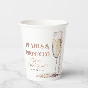 Elegant Gold Pearls and Prosecco Bridal Shower Paper Cups