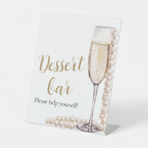 Elegant Gold Pearls and Prosecco Dessert Bar Sign