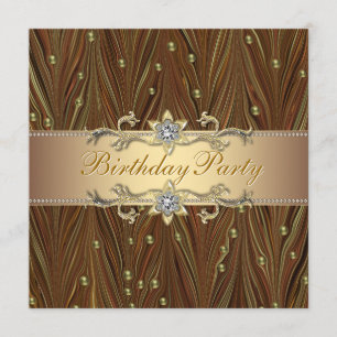 Elégant Gold Pearls Invitation de fête d'anniversa
