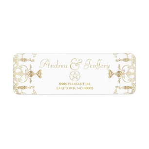 Elegant Gold Pentacle Pagan Return Address