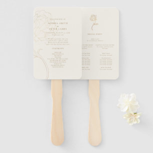 Elegant gold peony line Ceremony Program Hand Fan