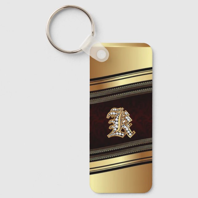 Elegant Gold Personalised Monogram Gift Keychain (Front)