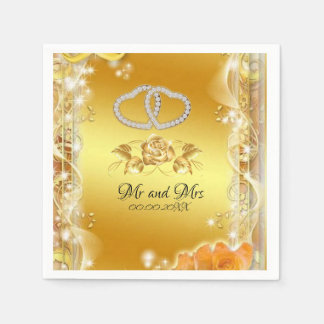Elegant Gold Personalised Wedding Cocktail Paper Napkin