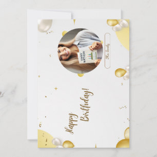Elegant Gold Personalized Birthday Photo Card