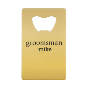 Elegant Gold Personalized Groomsmen Credit Card Bottle Opener