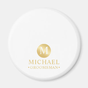 Elegant Gold Personalized Groomsmen Magnet