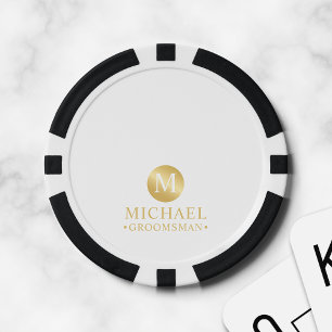 Elegant Gold Personalized Groomsmen Poker Chips