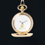 Elegant Gold Personalized Groomsmen Watch<br><div class="desc">Add a personal touch to your wedding with personalized groomsmen gift This gift features white monogram in gold circle element with name and title in gold classic serif font style on white background. Also perfect for best man, father of the bride and more. Please Note : The foil details are...</div>