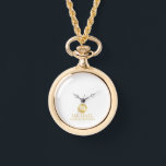 Elegant Gold Personalized Groomsmen Watch<br><div class="desc">Add a personal touch to your wedding with personalized groomsmen gift This gift features white monogram in gold circle element with name and title in gold classic serif font style on white background. Also perfect for best man, father of the bride and more. Please Note : The foil details are...</div>