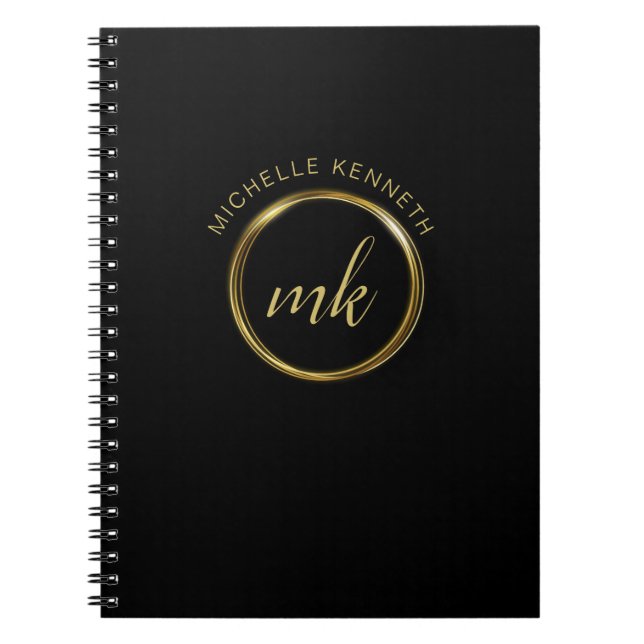 Elegant Gold Personalized Monogram Notebook (Front)