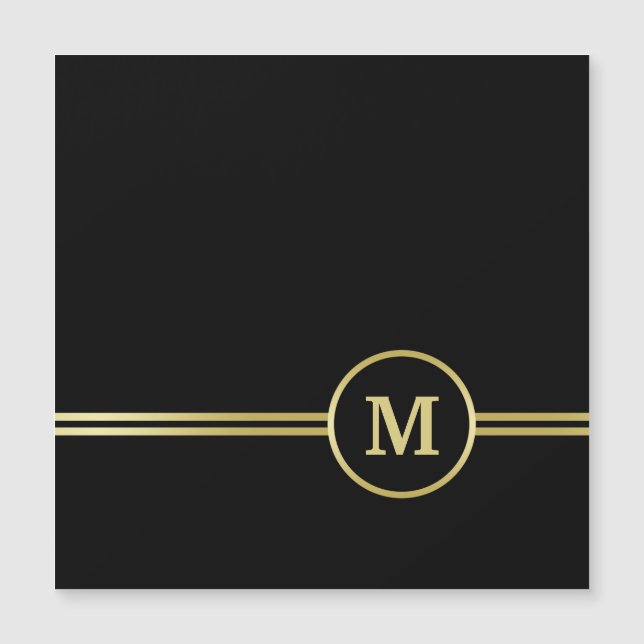 Elegant gold Personalized  Monogram on black  (Front)