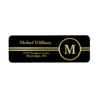 Elegant gold Personalized  Monogram on black 