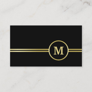 Elegant gold Personalized Monogram on black Business Card