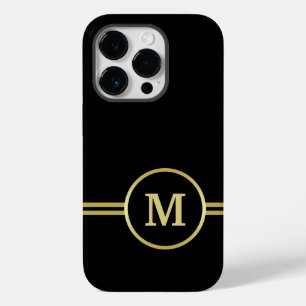 Elegant gold Personalized  Monogram on black  Case-Mate iPhone 14 Pro Case