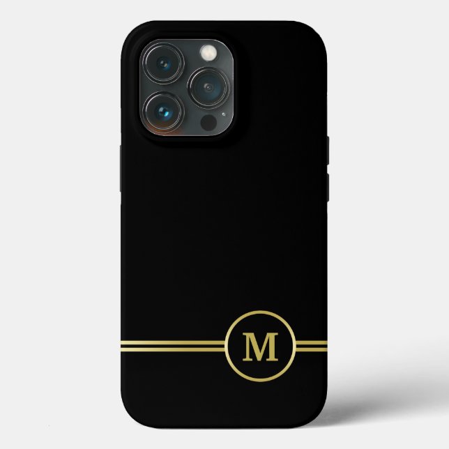 Elegant gold Personalized  Monogram on black  Case-Mate iPhone Case (Back)