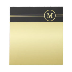 Elegant gold Personalized  Monogram on black  Notepad