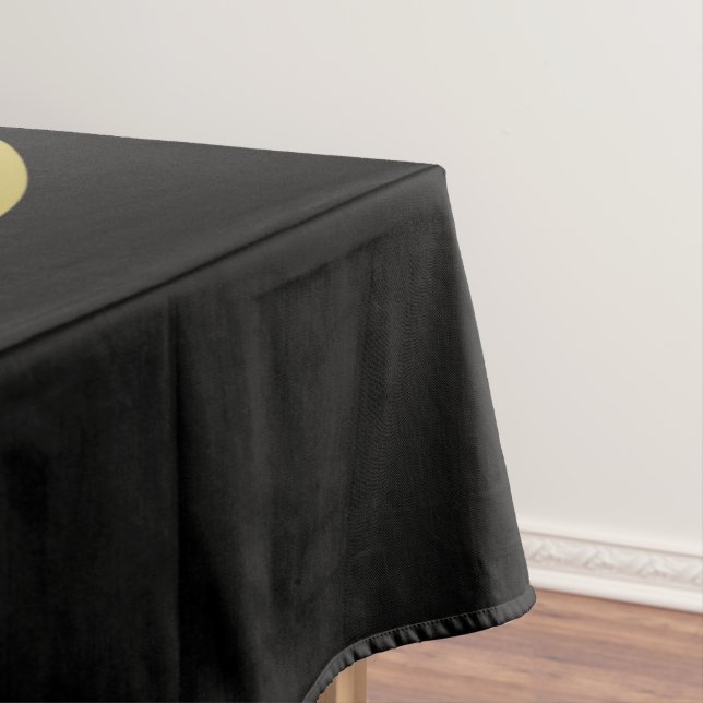 Elegant gold Personalized  Monogram on black  Tablecloth (In Situ)