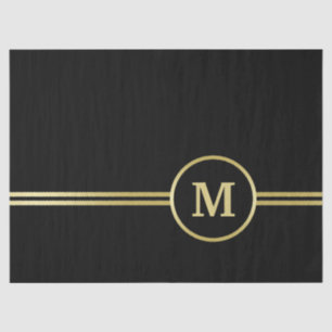 Elegant gold Personalized  Monogram on black  Tissue Paper