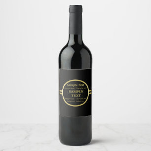 Elegant gold Personalized Monogram on black Wine Label