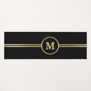 Elegant gold Personalized Monogram on black Yoga Mat