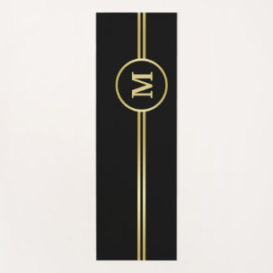 Elegant gold Personalized Monogram on black Yoga Mat