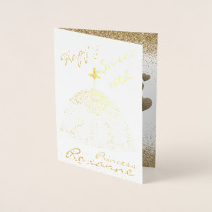 Elegant Gold Personalized Sweet 16th Birthday Foil Foil Card