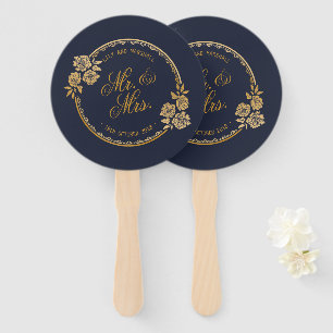 Elegant Gold Personalized Wedding   Hand Fans