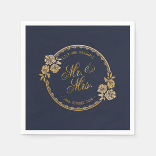 Elegant Gold Personalized Wedding   Paper Napkin