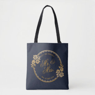 Elegant Gold Personalized Wedding   Tote Bag