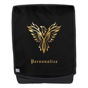 Elegant Gold Phoenix Rising Mythical Personalized Backpack