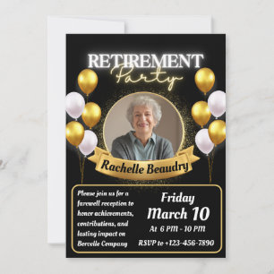 Elegant Gold Photo banner Retirement Party  Invitation