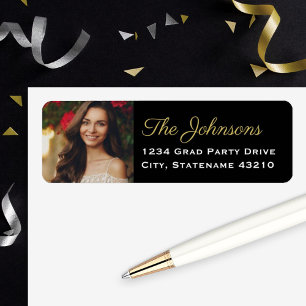 Elegant Gold Photo Graduation Adresse de retour